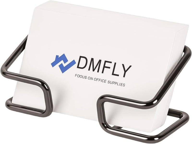 DMFLY Metal Business Card Holder for Desk, Cute Card Display Stand, Compatible with Various Countertops, Black - Image 1